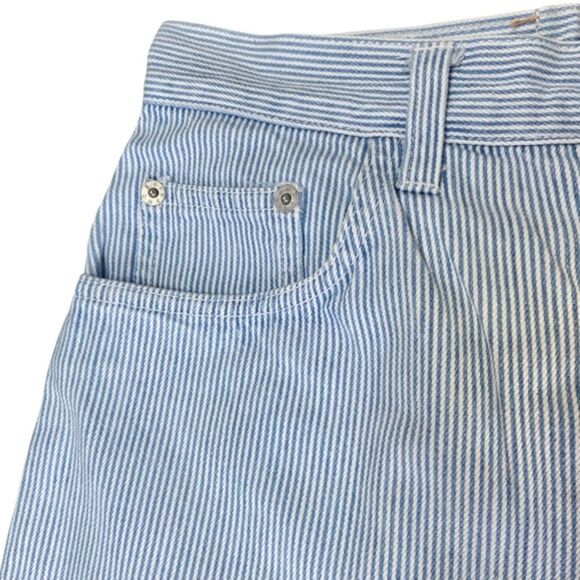 Gitano Vntg 90s High Waist Pin Stripe 100% Cotton Button Shorts Size 11/12 28x5 - Picture 5 of 10
